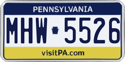 PA license plate MHW5526