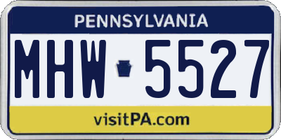 PA license plate MHW5527