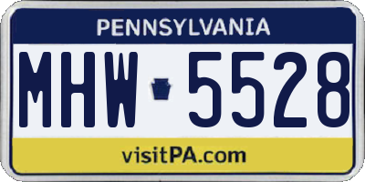 PA license plate MHW5528