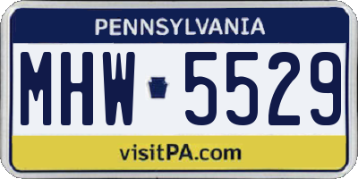 PA license plate MHW5529