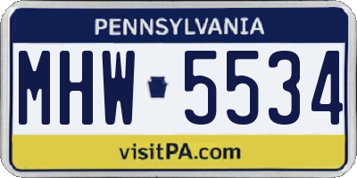 PA license plate MHW5534