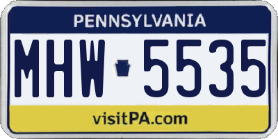 PA license plate MHW5535