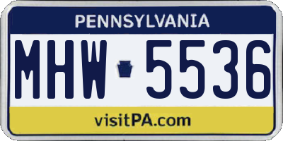 PA license plate MHW5536