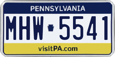 PA license plate MHW5541