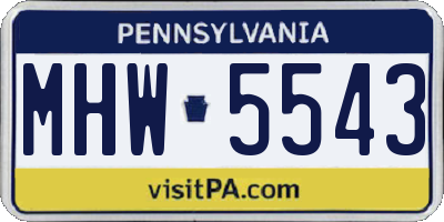 PA license plate MHW5543