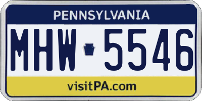 PA license plate MHW5546
