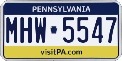 PA license plate MHW5547