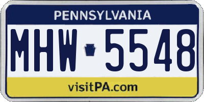 PA license plate MHW5548