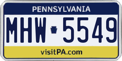 PA license plate MHW5549