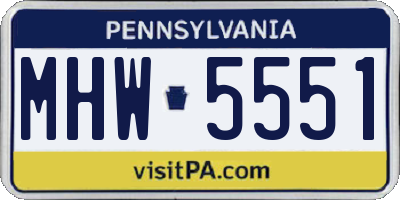 PA license plate MHW5551