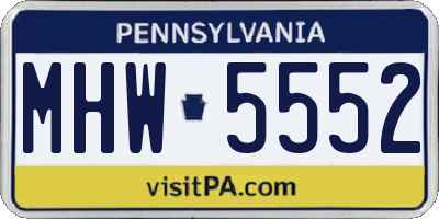 PA license plate MHW5552