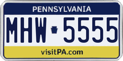 PA license plate MHW5555