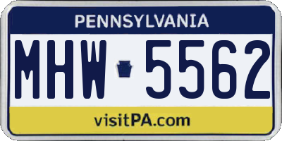 PA license plate MHW5562