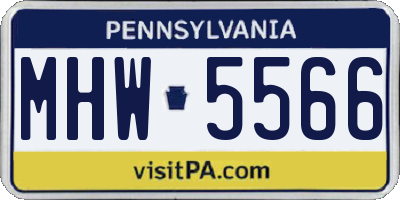 PA license plate MHW5566
