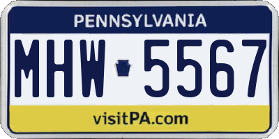 PA license plate MHW5567