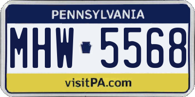 PA license plate MHW5568
