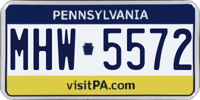 PA license plate MHW5572
