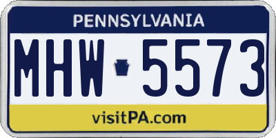PA license plate MHW5573