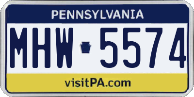 PA license plate MHW5574