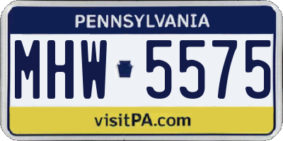 PA license plate MHW5575