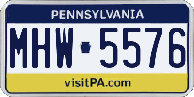 PA license plate MHW5576