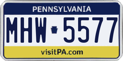 PA license plate MHW5577