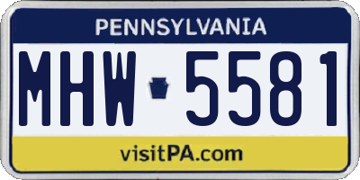 PA license plate MHW5581