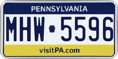 PA license plate MHW5596