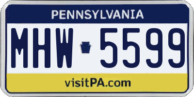 PA license plate MHW5599