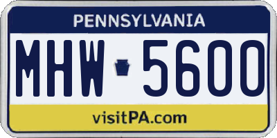 PA license plate MHW5600
