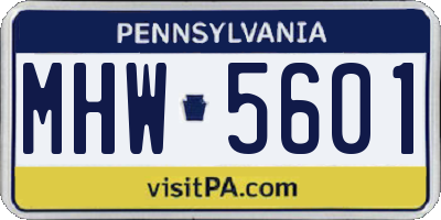 PA license plate MHW5601