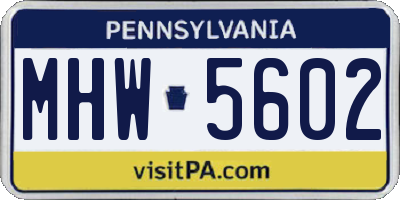 PA license plate MHW5602