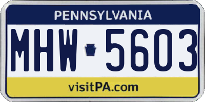 PA license plate MHW5603