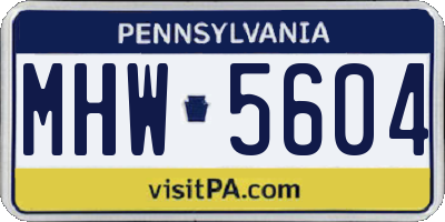 PA license plate MHW5604