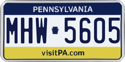 PA license plate MHW5605
