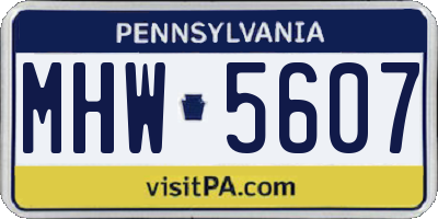 PA license plate MHW5607