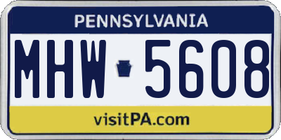 PA license plate MHW5608