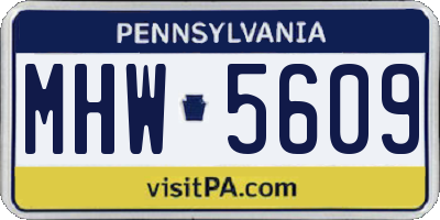 PA license plate MHW5609