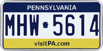 PA license plate MHW5614