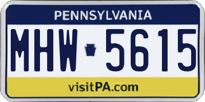 PA license plate MHW5615
