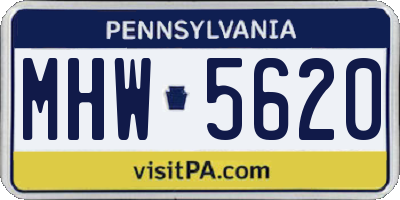 PA license plate MHW5620