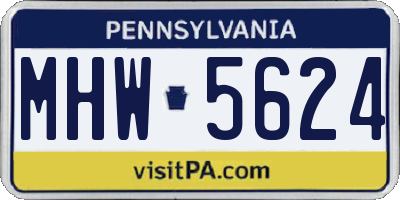 PA license plate MHW5624
