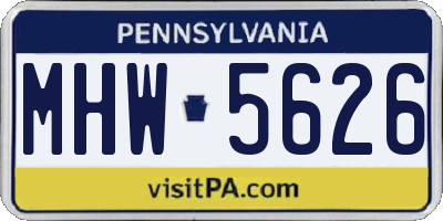PA license plate MHW5626