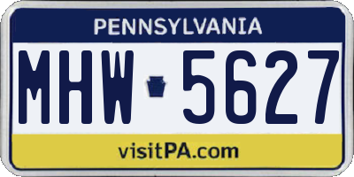 PA license plate MHW5627