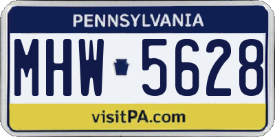 PA license plate MHW5628