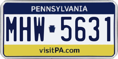 PA license plate MHW5631