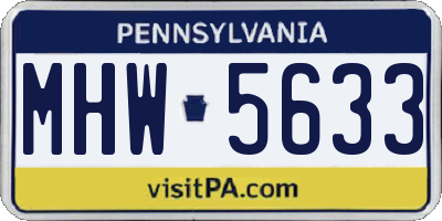 PA license plate MHW5633