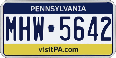 PA license plate MHW5642