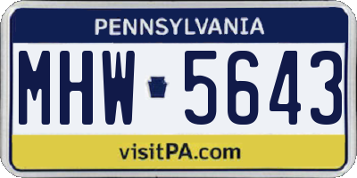 PA license plate MHW5643