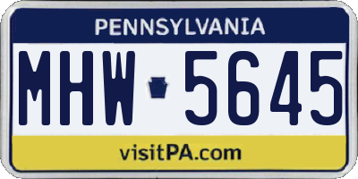 PA license plate MHW5645